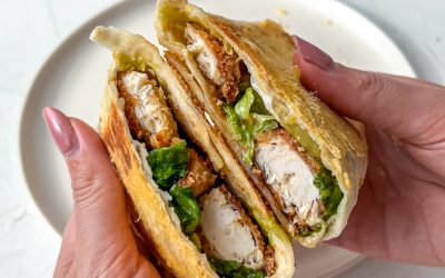 Crispy Chicken Parmesan Crusted Caesar Wrap